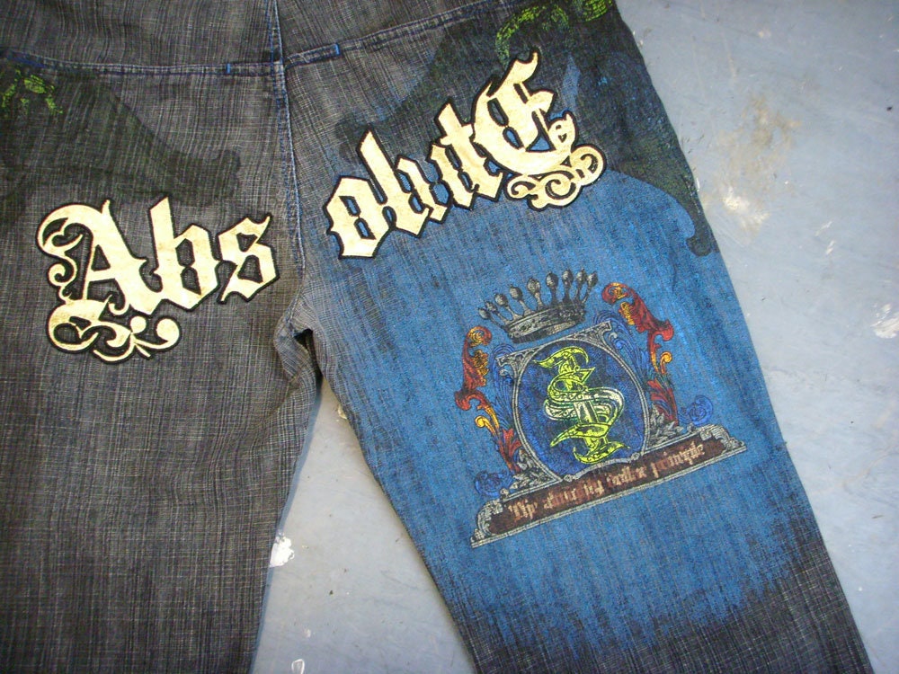 90s Raw Blue Brand Jeans, Baggy Denim Hip Hop Trousers, 38 Waist