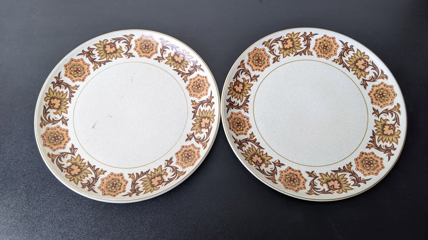 Pair of 70s Lunch Plates, Midwinter Stonehenge Woodland