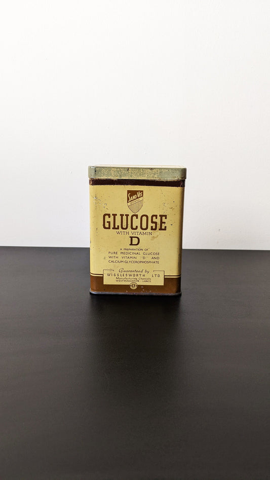 Vintage Glucose D Tin by Sano-Vis Wigglesworth Ltd, British Litho Advertising