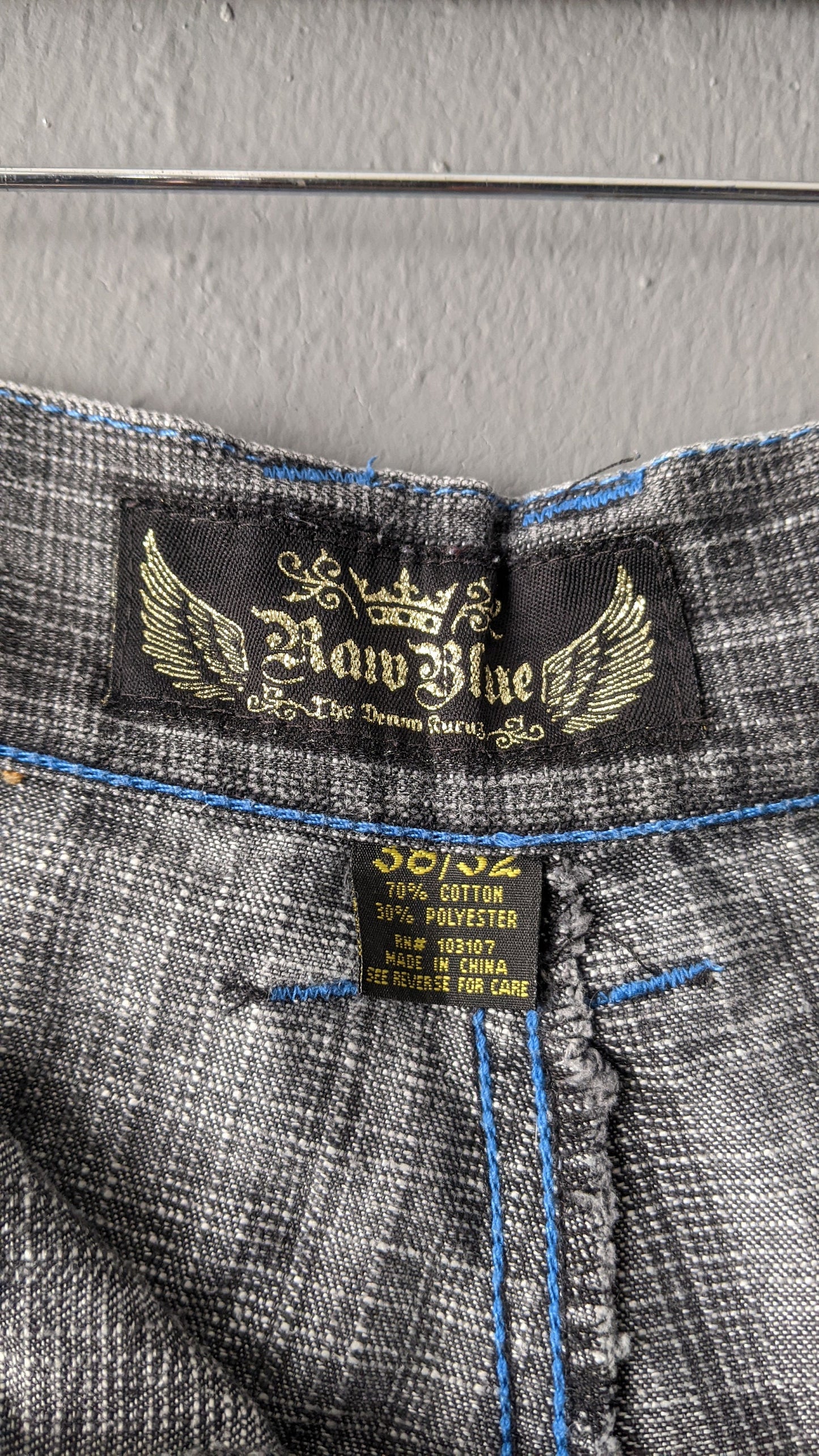 90s Raw Blue Brand Jeans, Baggy Denim Hip Hop Trousers, 38 Waist