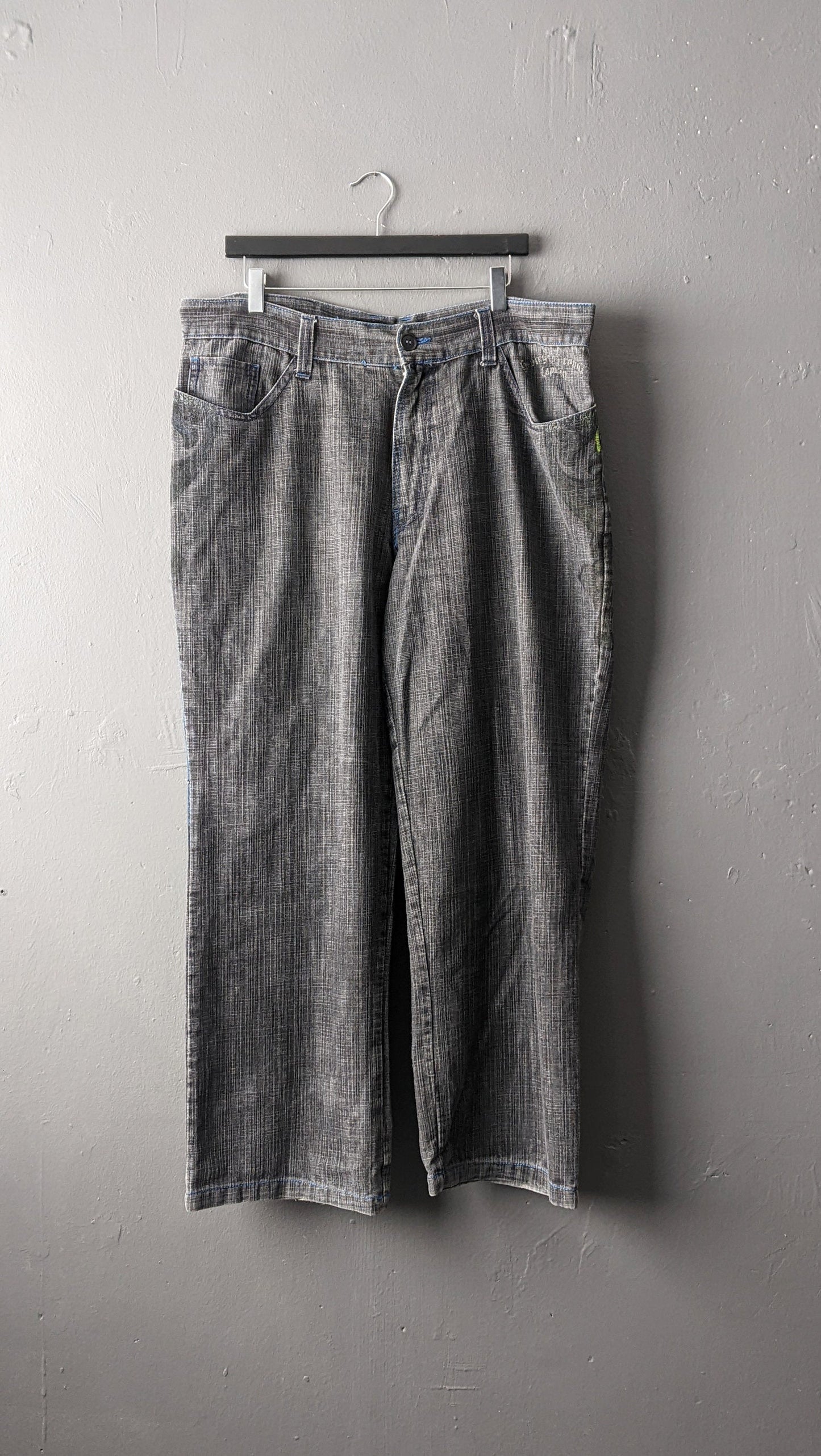 90s Raw Blue Brand Jeans, Baggy Denim Hip Hop Trousers, 38 Waist