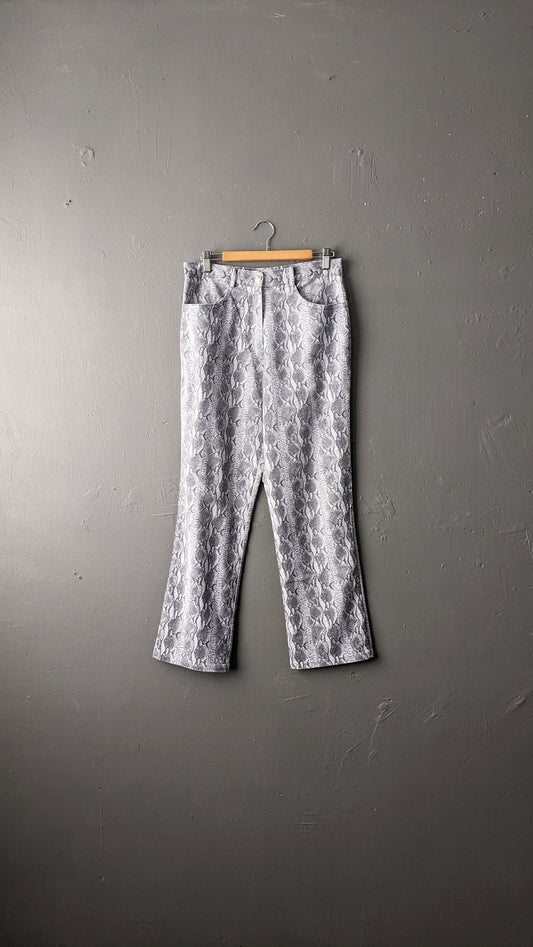 90s Snakeskin Print Jeans, Reptile Scales Trousers, Size Medium