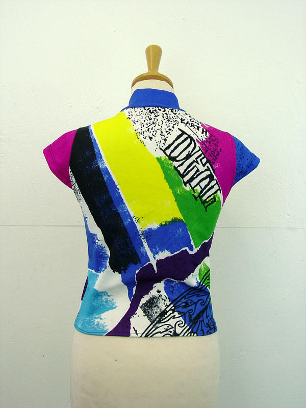 Colour Block Cycling Shirt, Bold Gym Clothes, Upcycled Activewear, Size Small