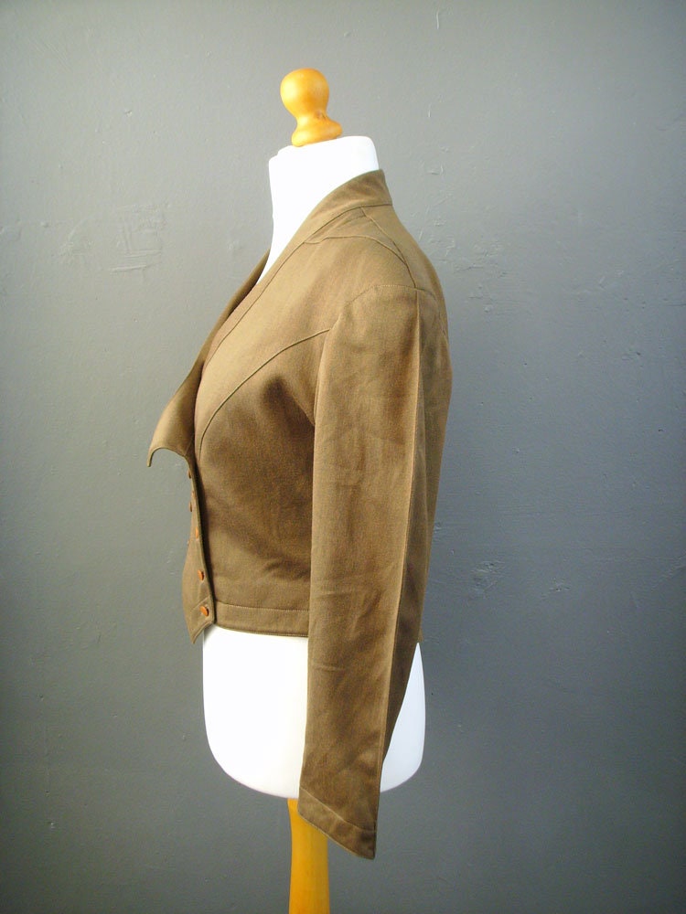 80s Tailored Wool Jacket, Avant Garde Steampunk, Size Large