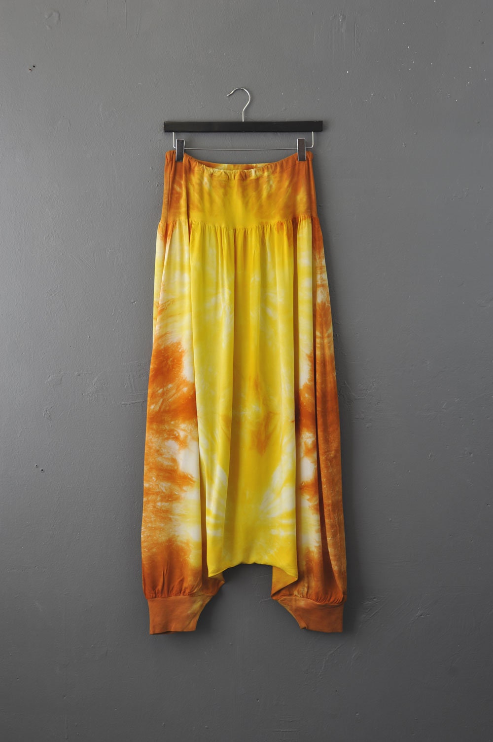 Vintage Hammer Pants, Tie Dye Harem Trousers, 90s Acid Rave Hippy, Size Small to Medium