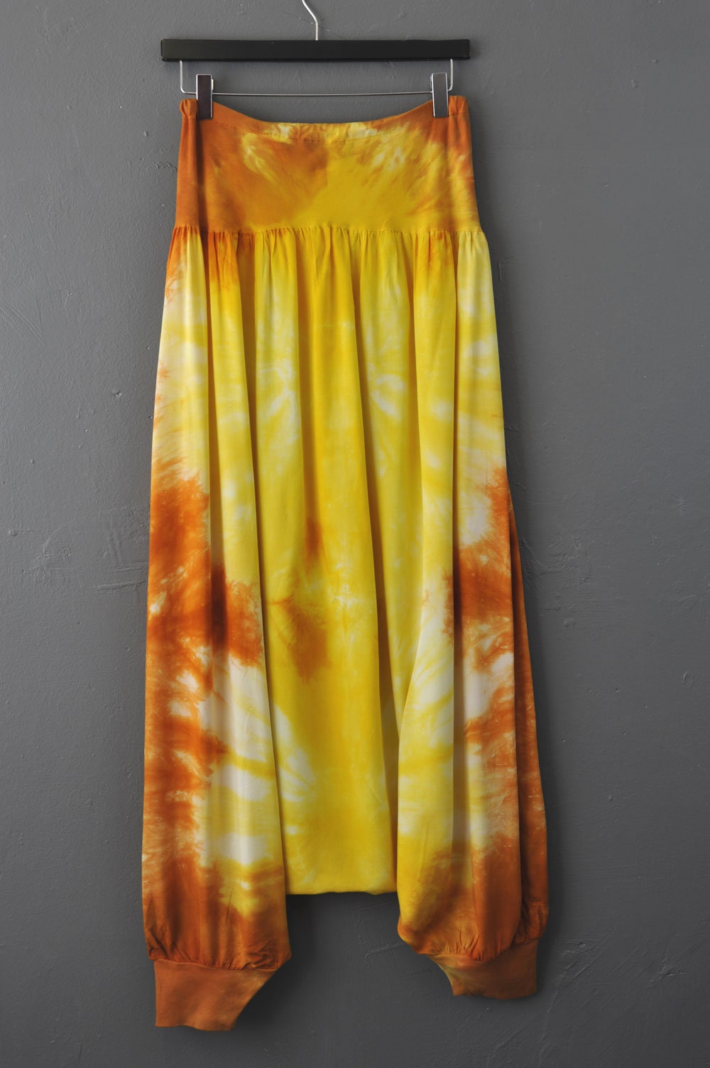 Vintage Hammer Pants, Tie Dye Harem Trousers, 90s Acid Rave Hippy, Size Small to Medium