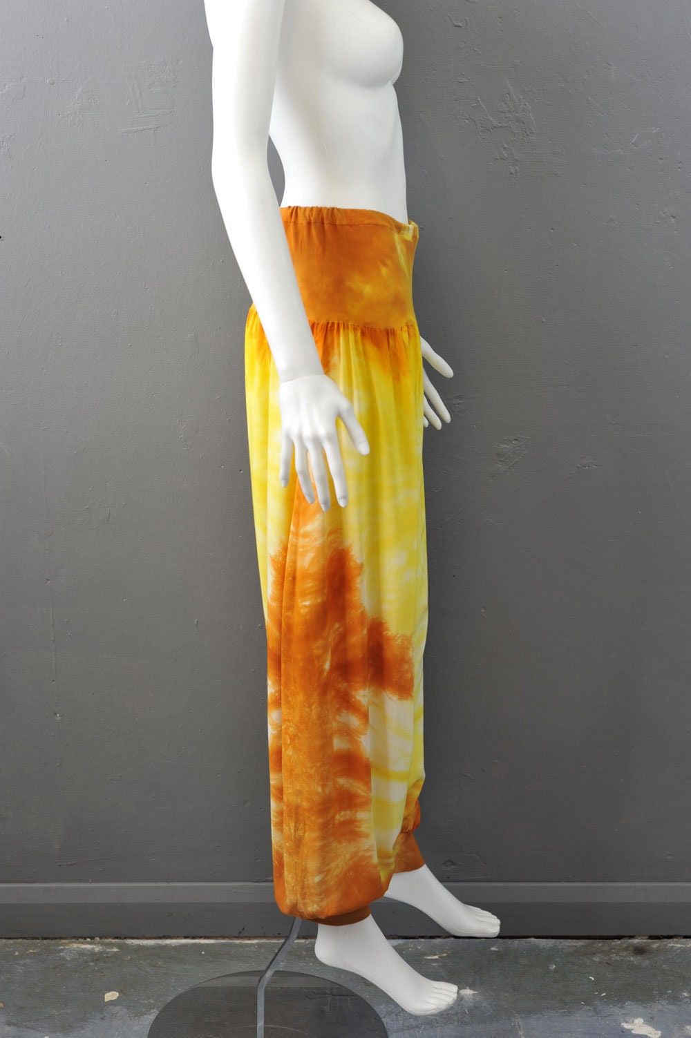 Vintage Hammer Pants, Tie Dye Harem Trousers, 90s Acid Rave Hippy, Size Small to Medium