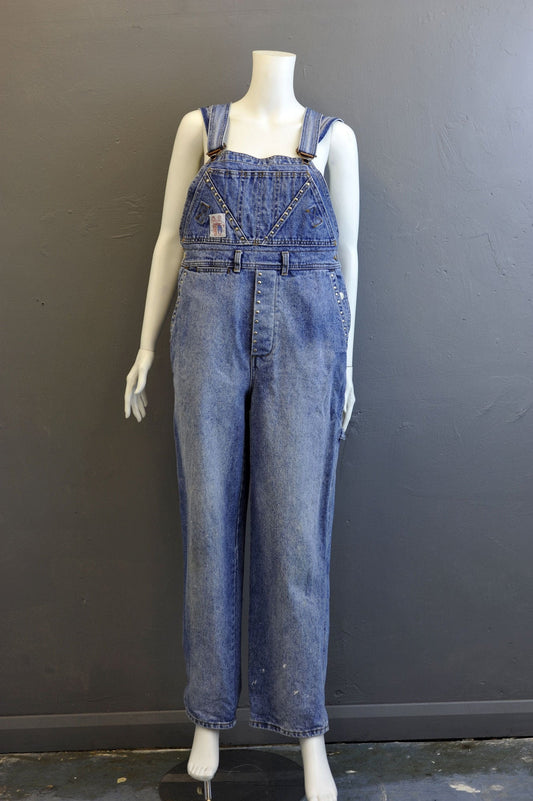 80s Jinglers Dungarees, Stonewash Denim Workwear Bib Overalls, 35 waist