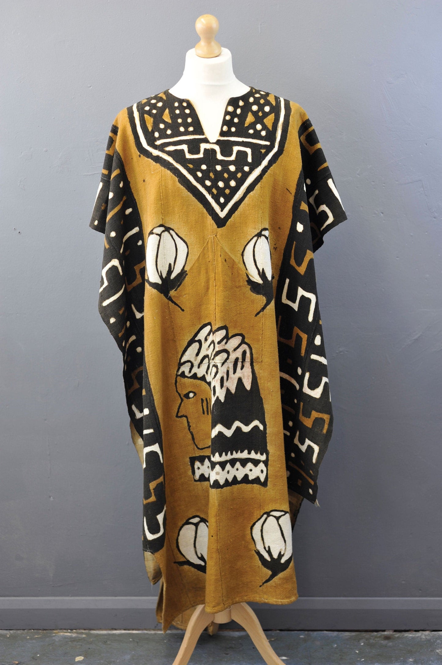 Antique Handpainted Unku Poncho Tabard, South American Style Theatre Costume
