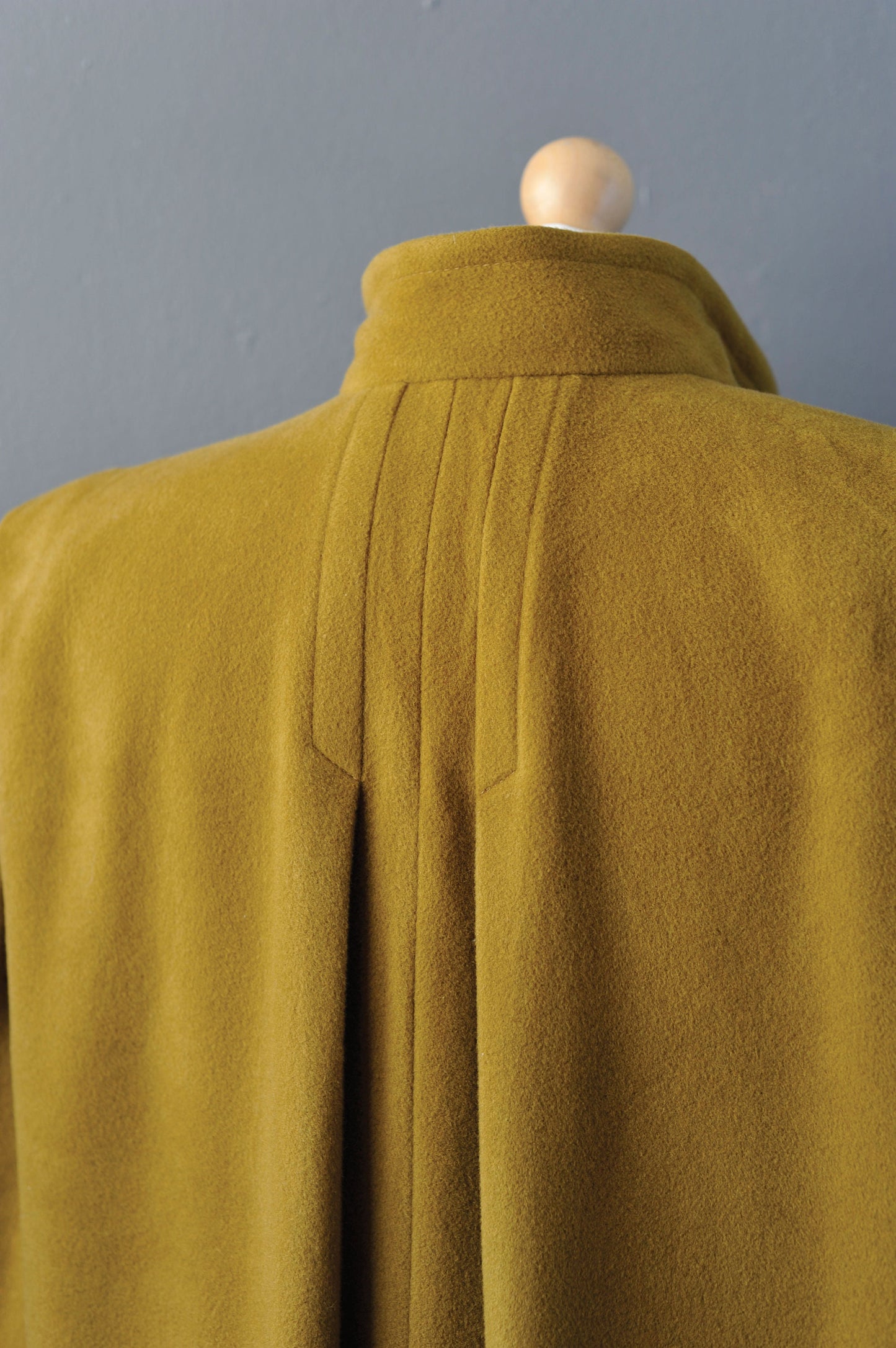 80s Long Cashmere Wool Coat in Golden Mustard, Double Breasted, Size Large XL