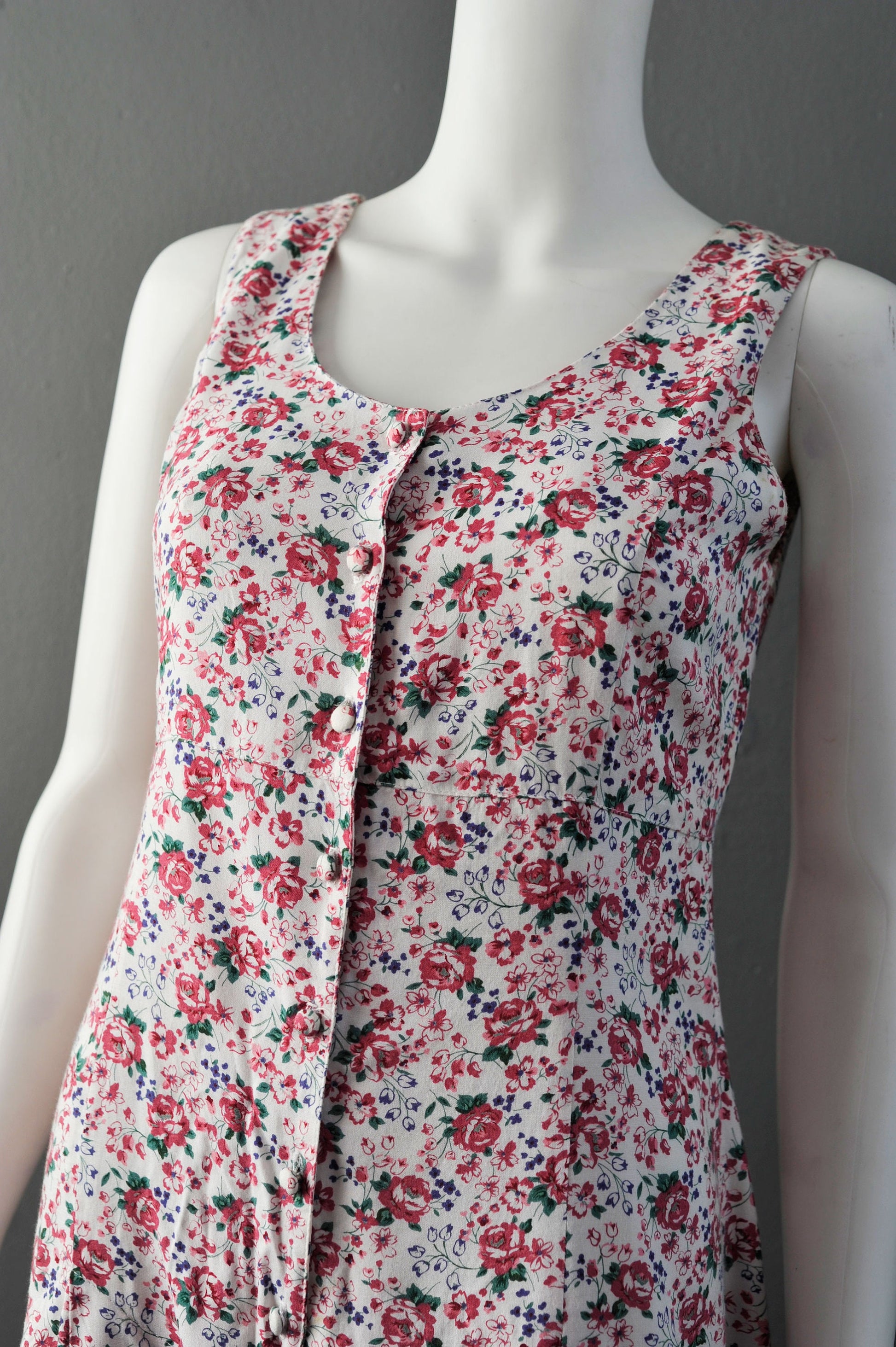 90s Floral Rose Summer Playsuit, Flared Pleated Short Romper, Grunge Granny Chic, Size Small