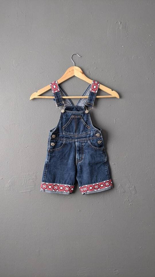 Toddler Dungaree Shorts, Childrens Upcycled Denim, 3 to 4 Year Old