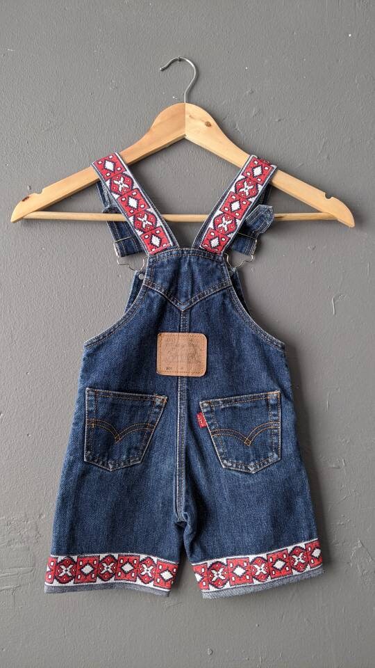 Toddler Dungaree Shorts, Childrens Upcycled Denim, 3 to 4 Year Old