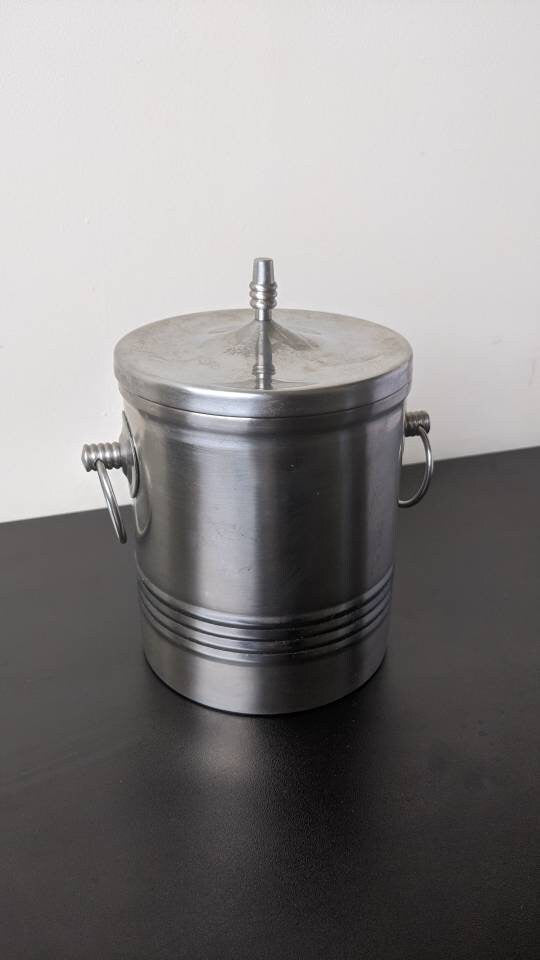 Vintage Stainless Steel Ice Bucket With Lid, Retro Bar Wine Cooler