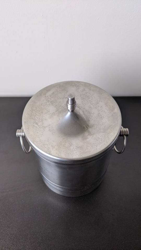 Vintage Stainless Steel Ice Bucket With Lid, Retro Bar Wine Cooler