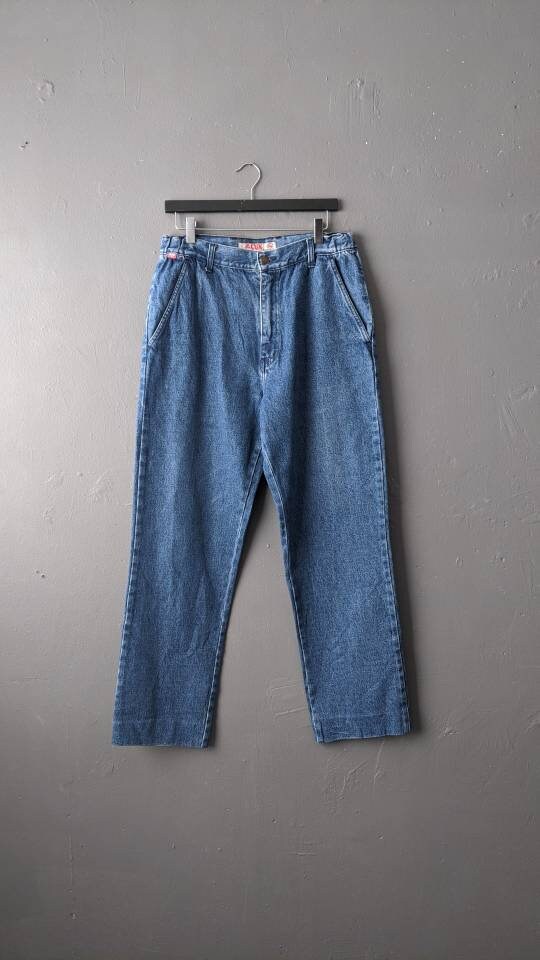 Mens 80s Stone Wash Jeans, Vintage Stonewash Denim, 34 Waist Size Small