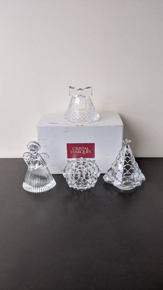 Vintage Cristal D'arques Christmas Votive Tealight Candle Holders