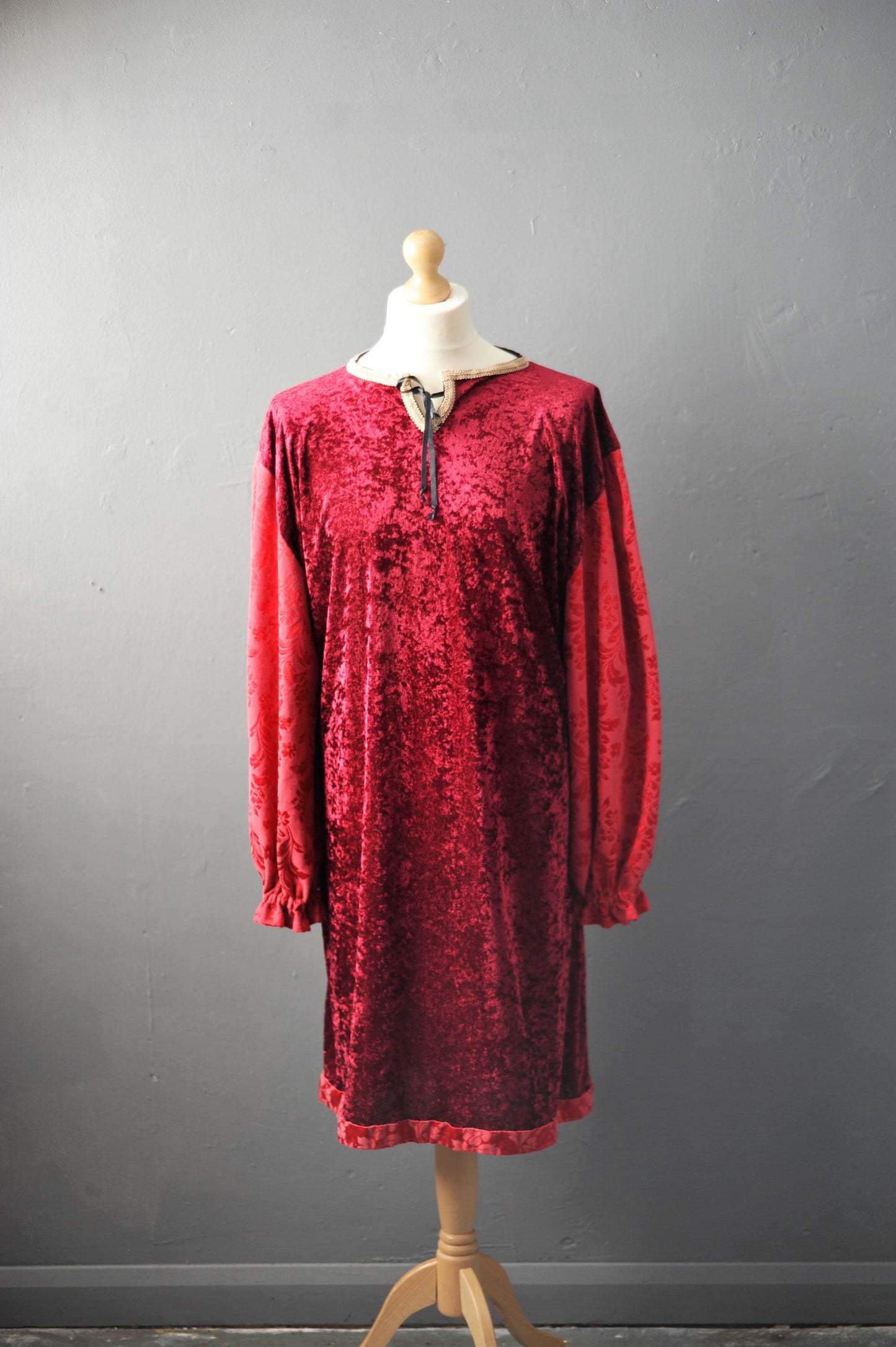 Vintage Crushed Velvet Medieval Tunic, Historical Costume, Renn Fair, Size Medium to Large