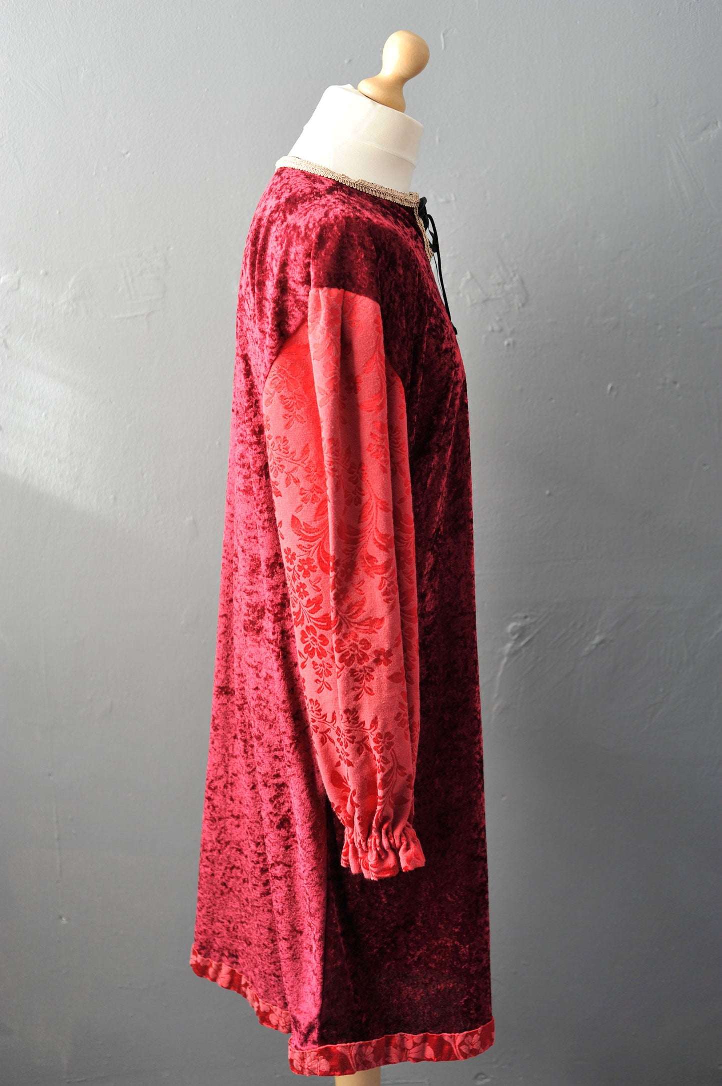 Vintage Crushed Velvet Medieval Tunic, Historical Costume, Renn Fair, Size Medium to Large