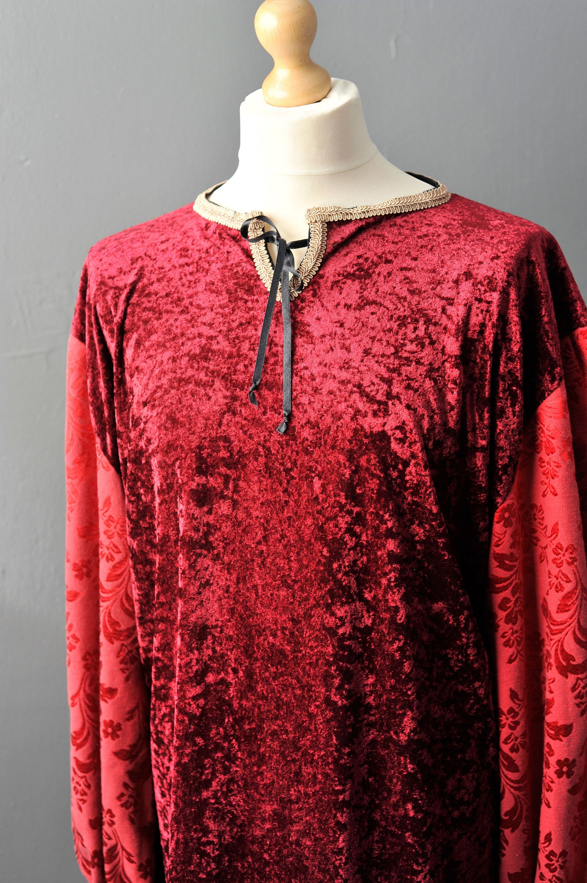 Vintage Crushed Velvet Medieval Tunic, Historical Costume, Renn Fair, Size Medium to Large