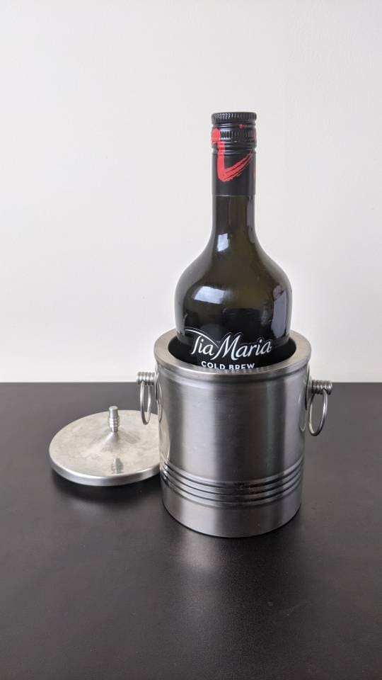 Vintage Stainless Steel Ice Bucket With Lid, Retro Bar Wine Cooler