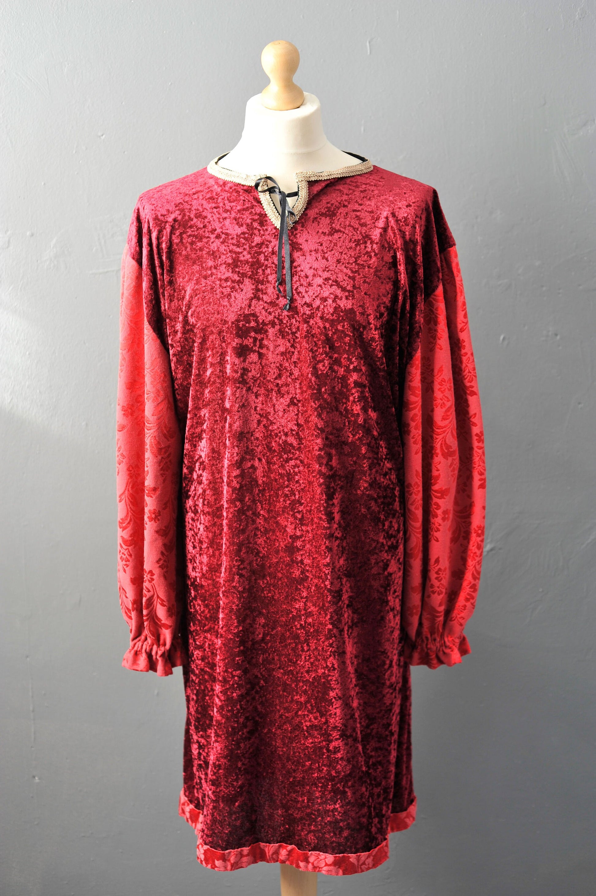 Vintage Crushed Velvet Medieval Tunic, Historical Costume, Renn Fair, Size Medium to Large