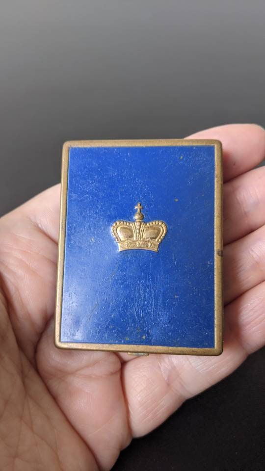 Royal Blue Prince Matchabelli Single Compact, 30s Rare Cosmetic Collectable