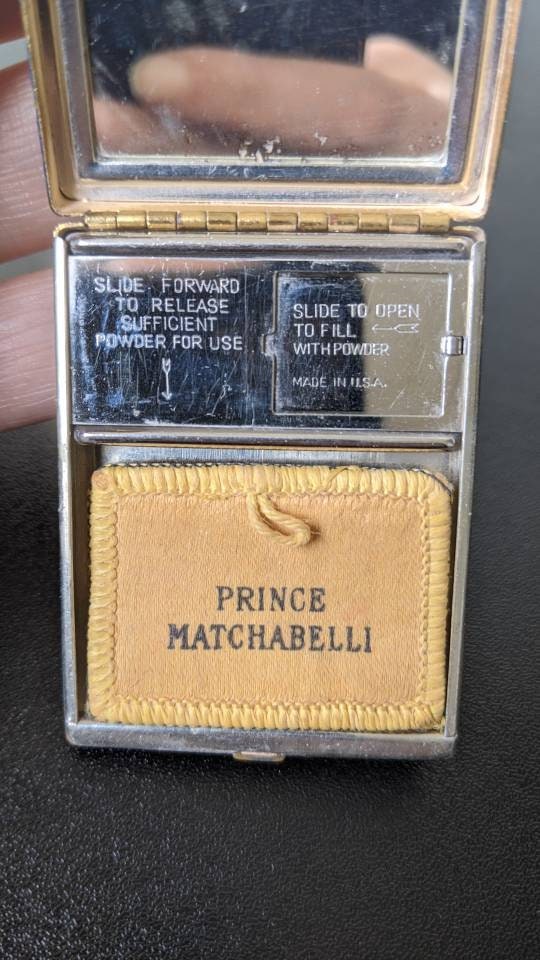 Royal Blue Prince Matchabelli Single Compact, 30s Rare Cosmetic Collectable