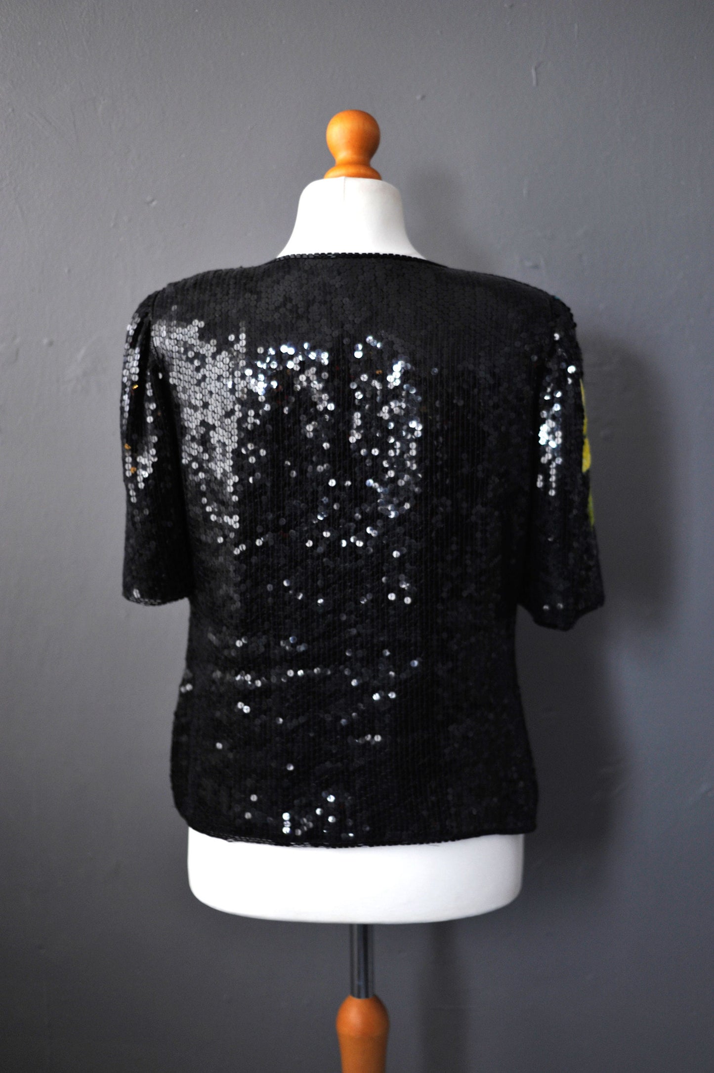 80s Sequin Silk Top by Tricoville, Size Medium