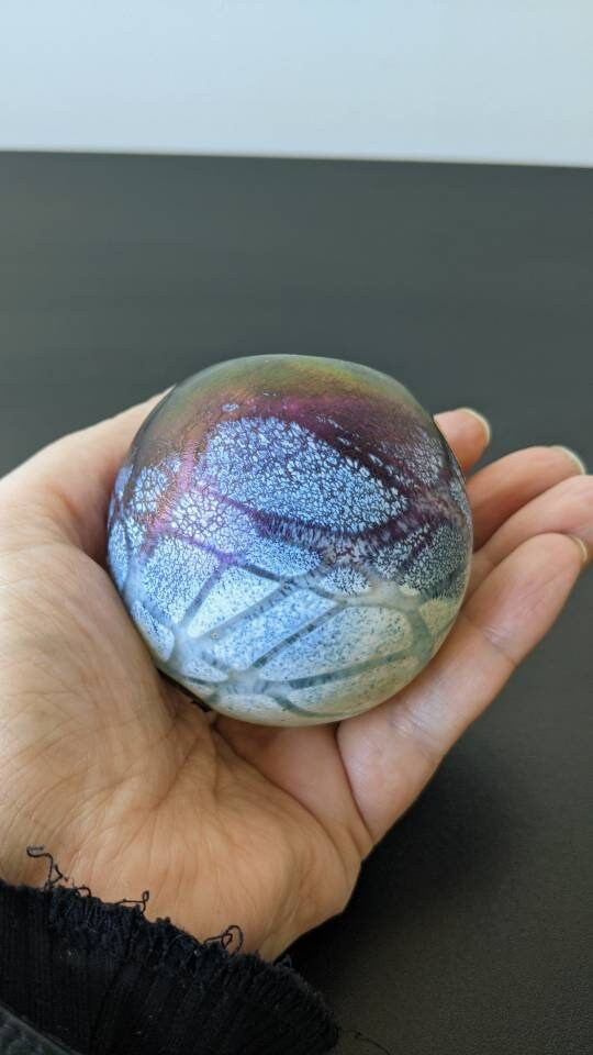 80s Phoenician Art Glass Paperweight, Maltese Souvenir, Signed