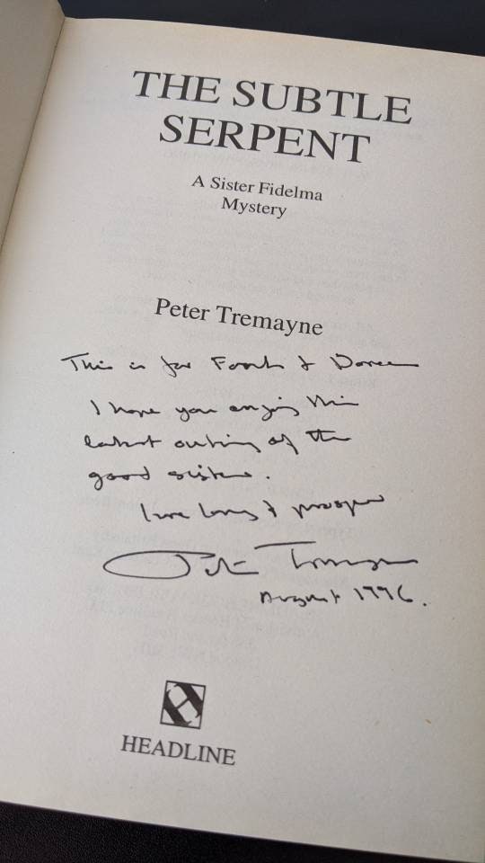 The Subtle Serpent by Peter Tremayne, Signed First Edition.