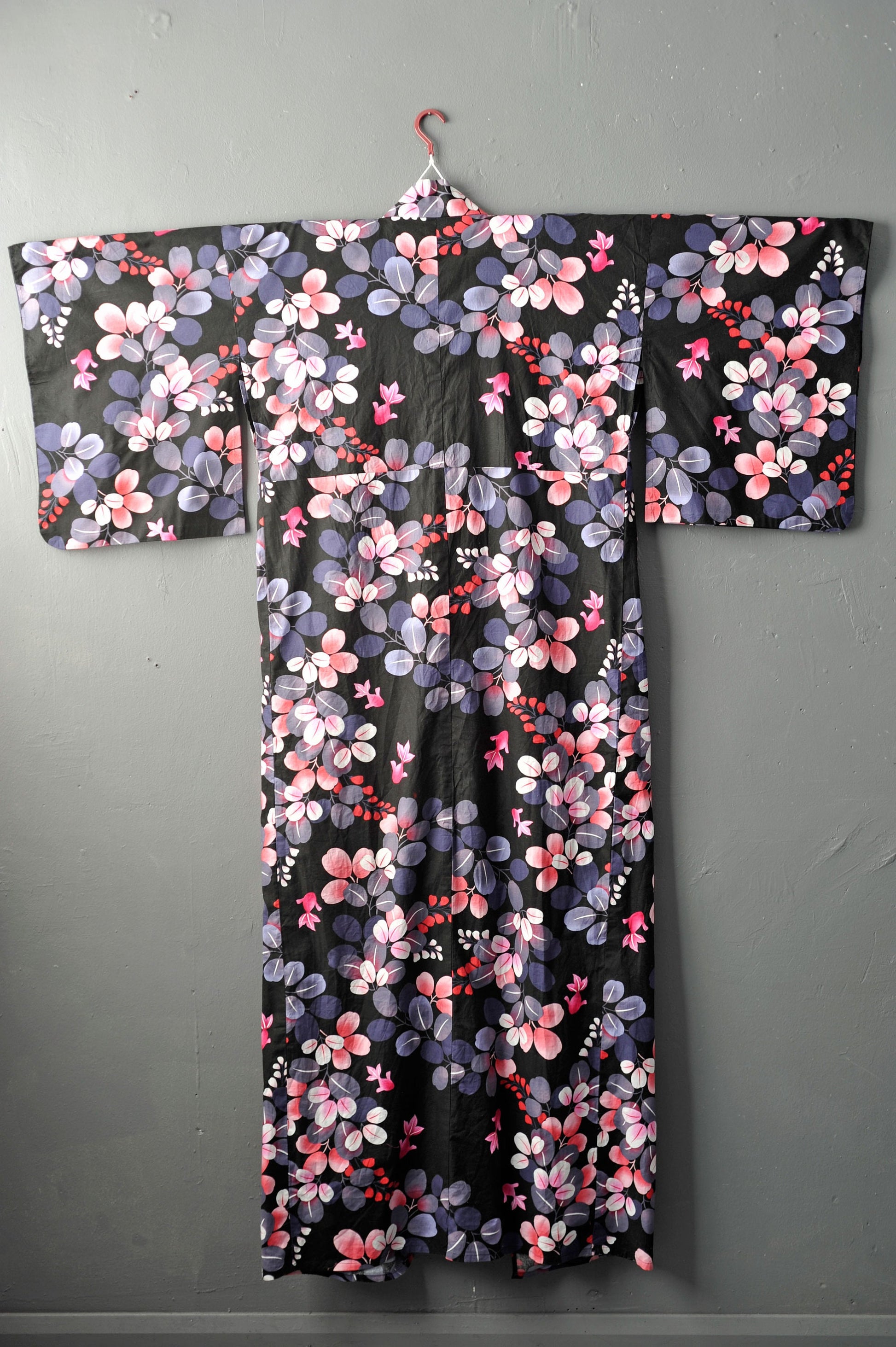 Goldfish and Hagi Yukata Kimono, Japanese Cotton Summer Clothing, M to XL