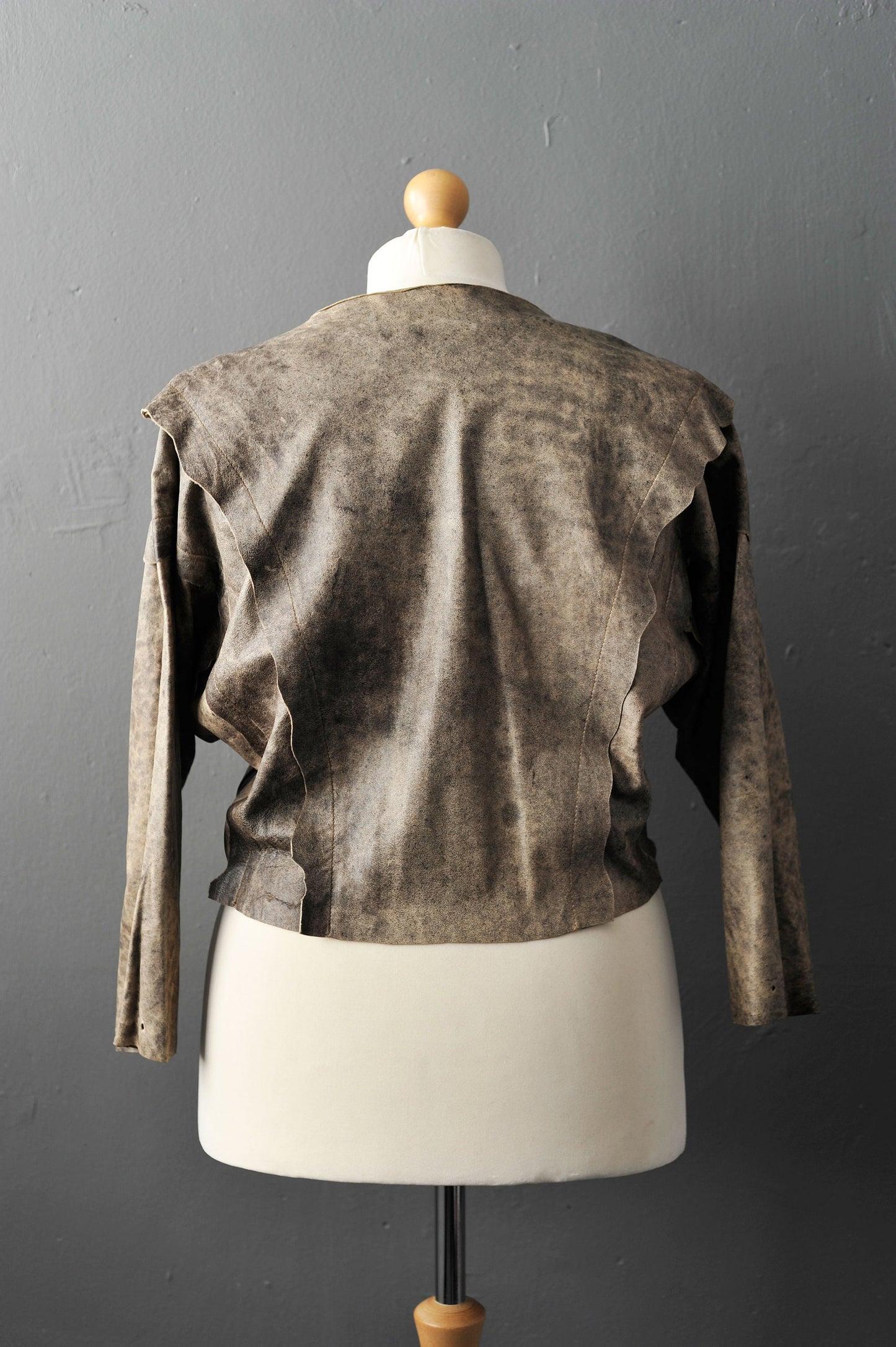 80s Leather Coat, Eighties Apocalypse Cave Girl Jacket, Size Large