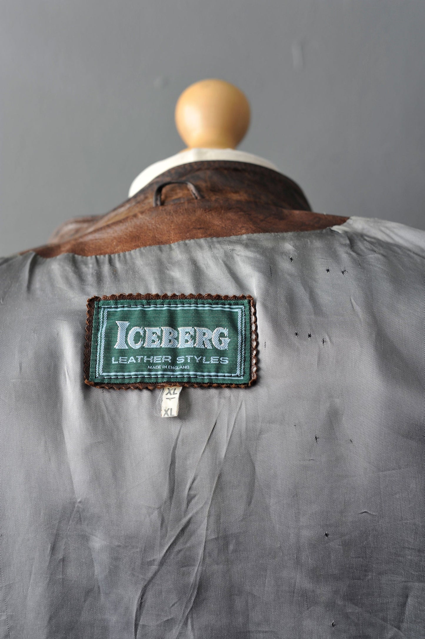 80s Leather Jacket by Iceberg, Eighties Frock Coat, Size XL