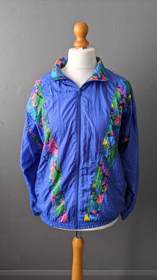 90s Etirel Shellsuit Jacket, Festival Rave Tracksuit Top, Size Large