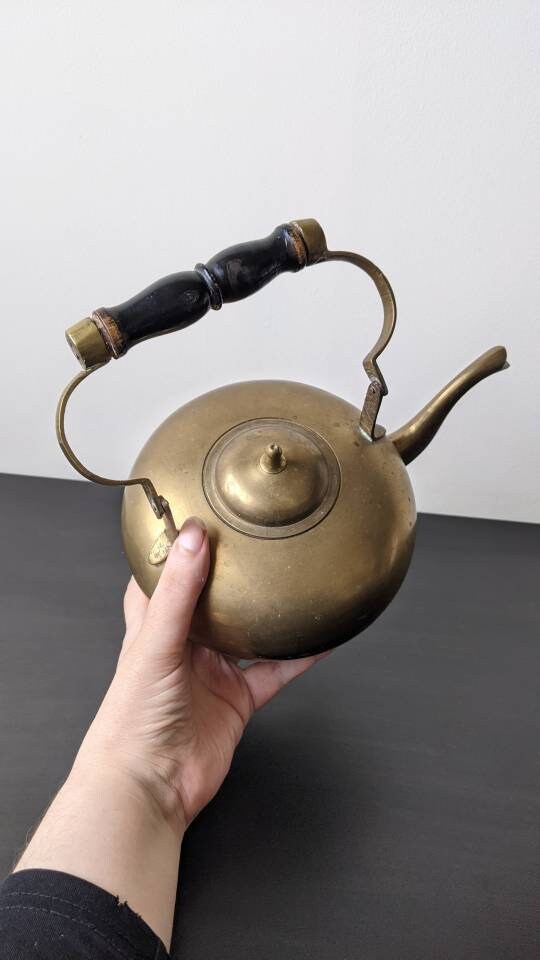 Antique Brass Toddy Kettle, Medium Size Decorative Rustic Ornament