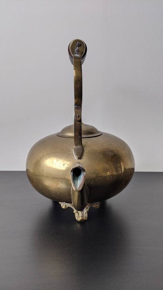 Antique Brass Toddy Kettle, Medium Size Decorative Rustic Ornament