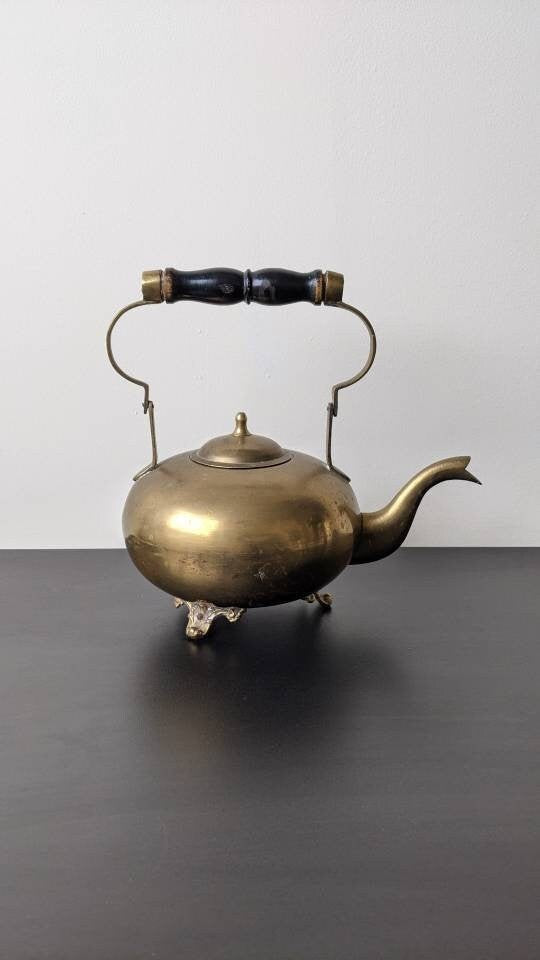 Antique Brass Toddy Kettle, Medium Size Decorative Rustic Ornament