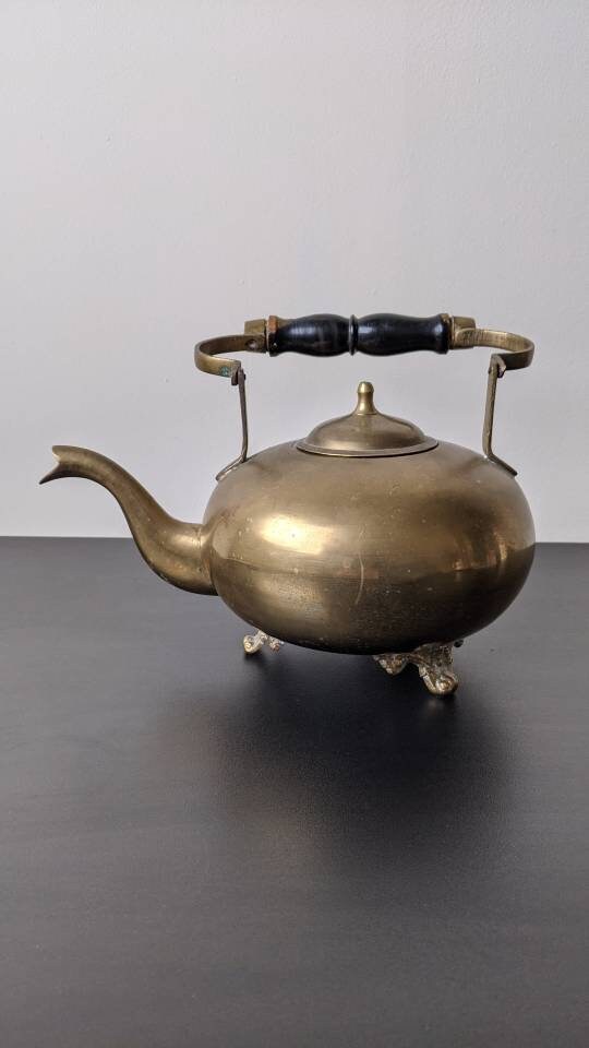 Antique Brass Toddy Kettle, Medium Size Decorative Rustic Ornament