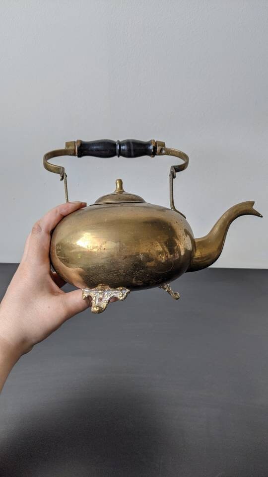 Antique Brass Toddy Kettle, Medium Size Decorative Rustic Ornament