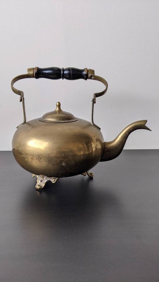 Antique Brass Toddy Kettle, Medium Size Decorative Rustic Ornament