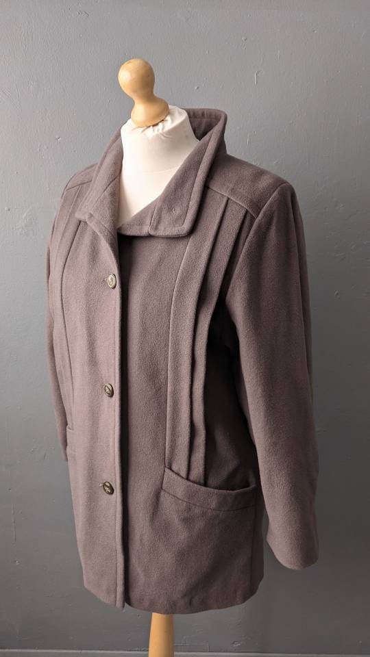 80s Wool Blend Coat in Mocha Brown, Mid Length Winter Overcoat, Size Large