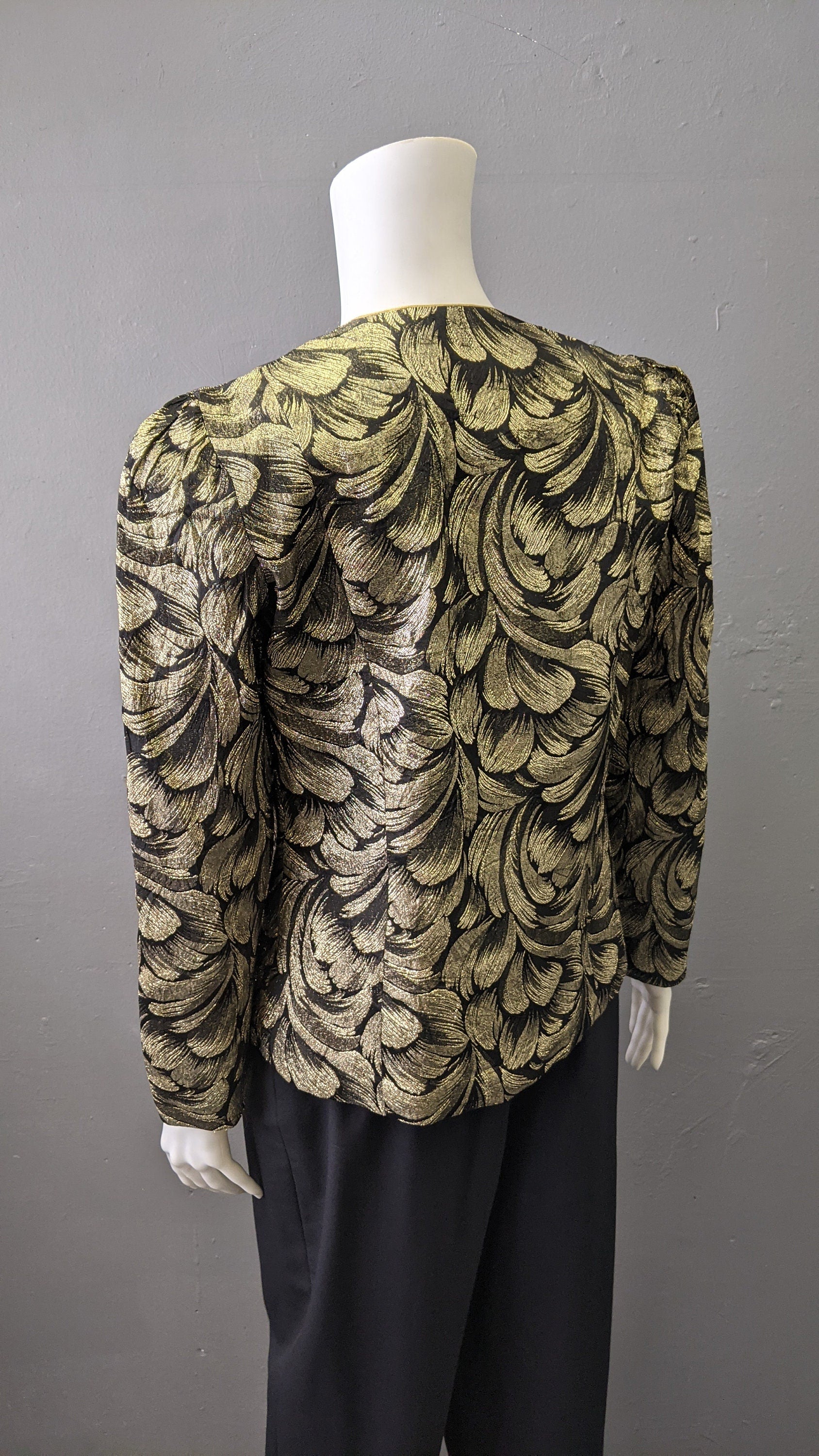 80s Sparkly Metallic Gold Jacket, Glam Eveningwear, Size Small