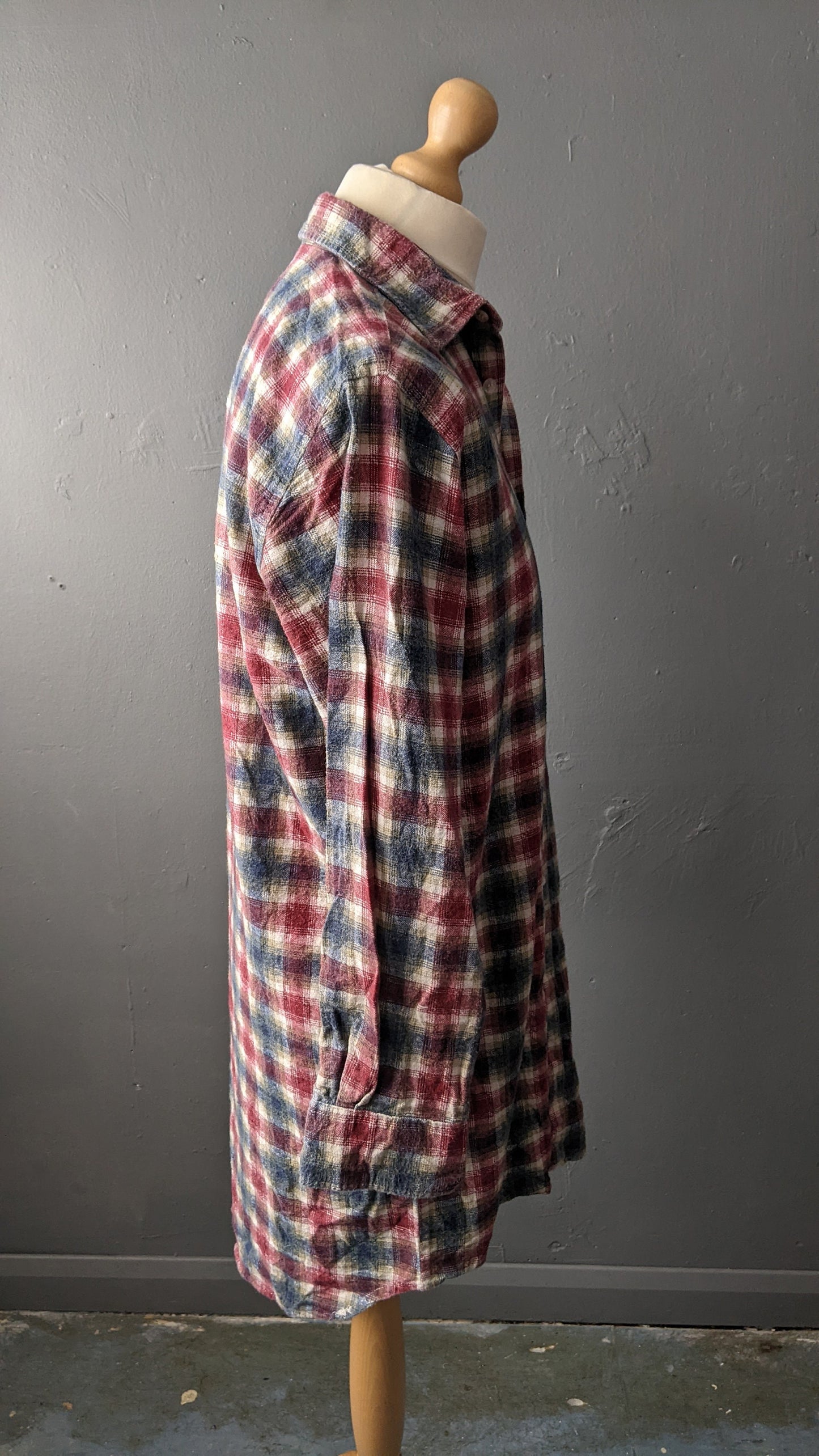 Mens Cotton Flannel Nightshirt, 90s Vintage, Size Large
