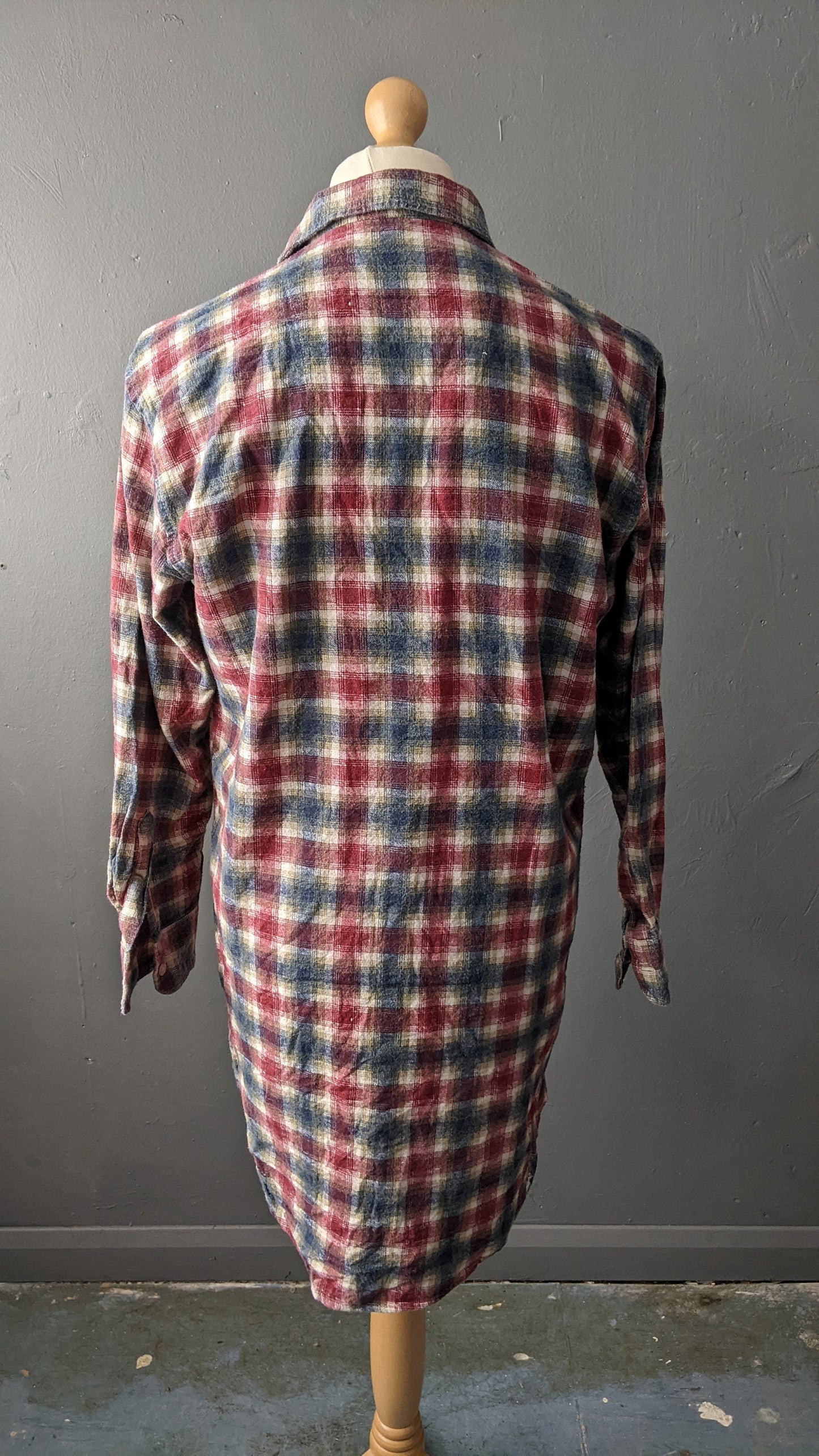 Mens Cotton Flannel Nightshirt, 90s Vintage, Size Large