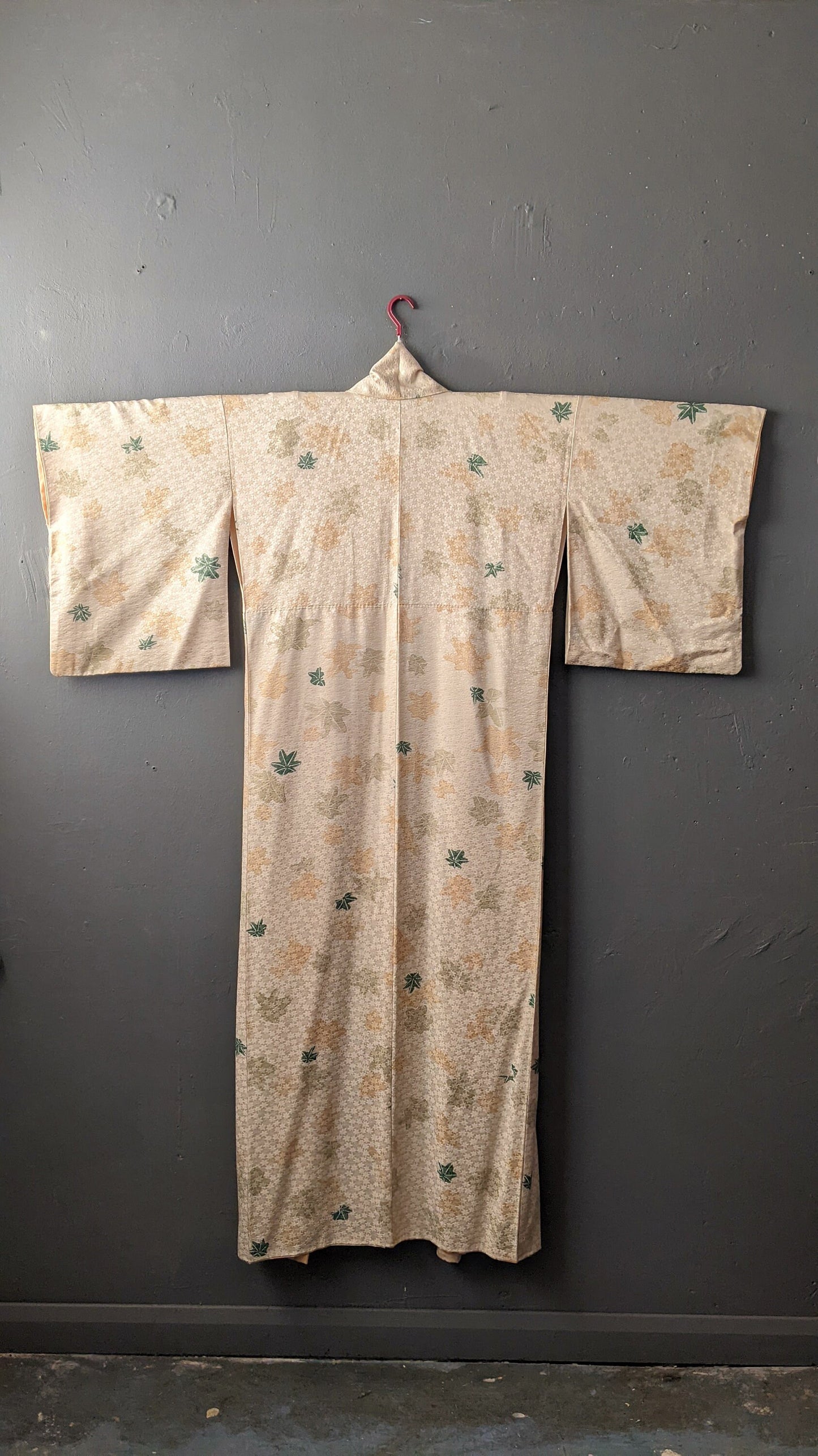 Vintage Maple Leaf Kimono, Japanese Kaede Late Summer Robe