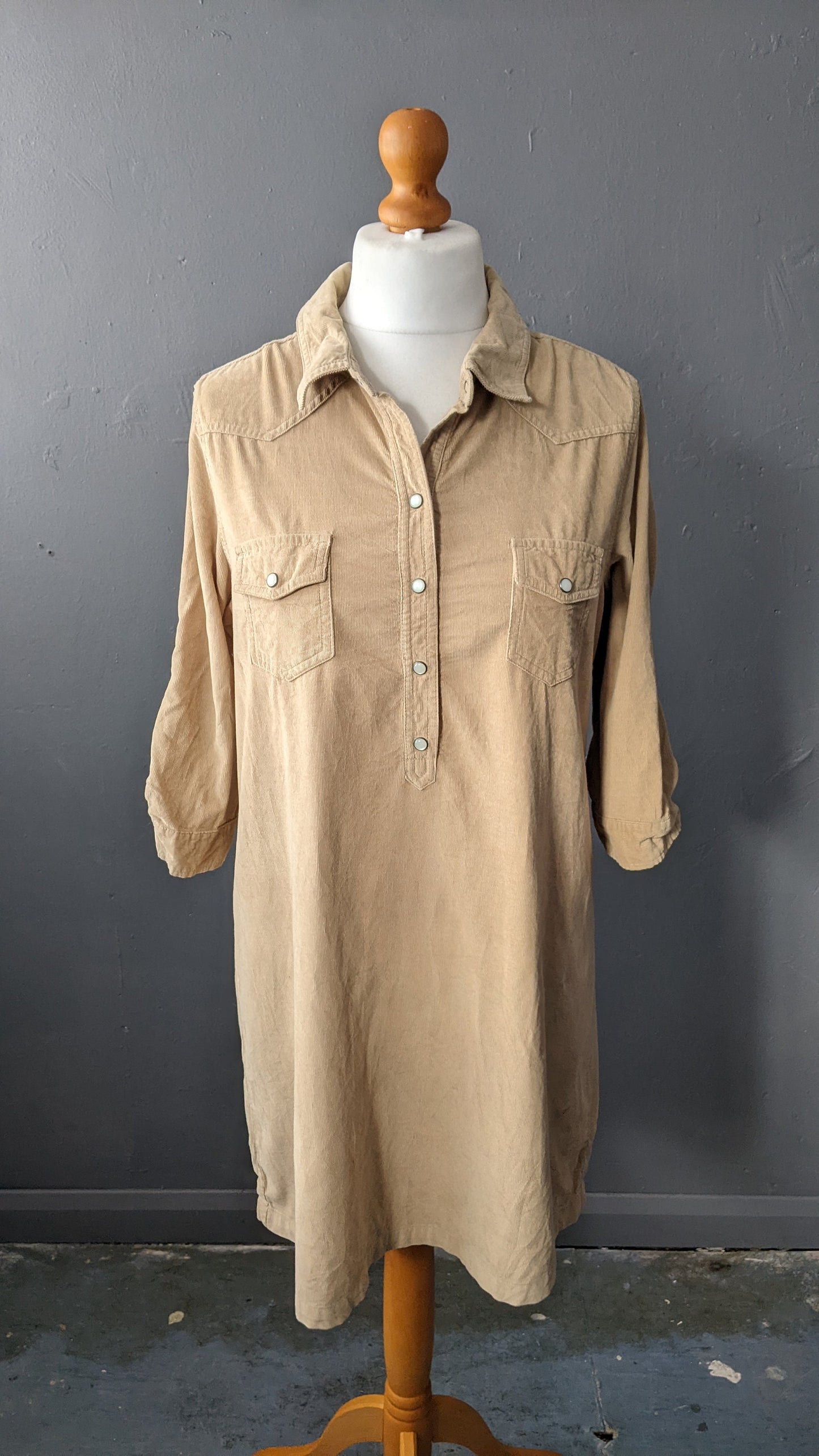 90s Corduroy Shirt Dress by Old Navy, Mid Thigh Length Minidress, Size Large