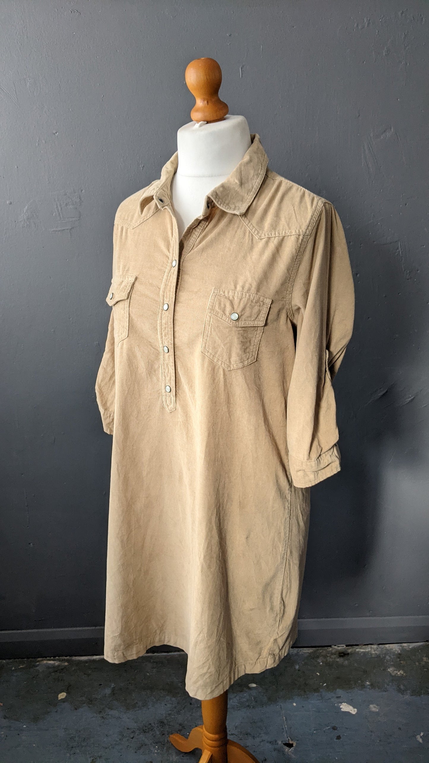 90s Corduroy Shirt Dress by Old Navy, Mid Thigh Length Minidress, Size Large