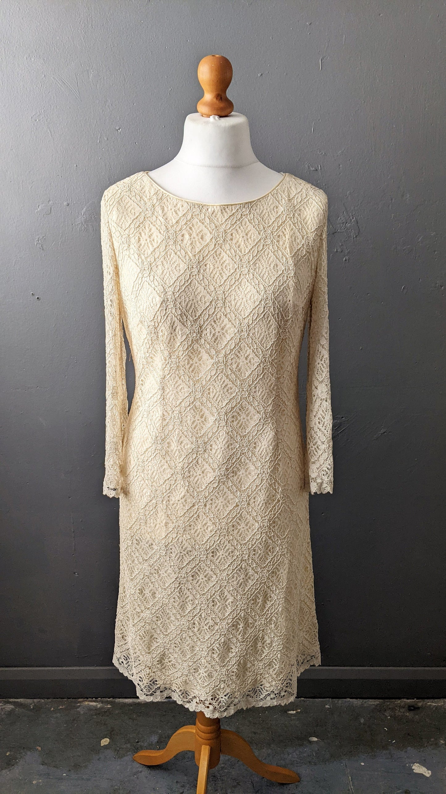 60s Corded Lace Shift Dress by Blanes of London, Size Large