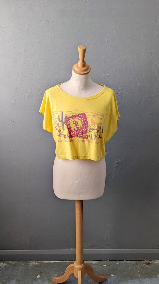 80s Ocean Pacific Crop Top, Surfer Slouchy Cotton Tshirt, Size Medium